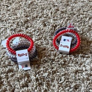 Braves Red and Purple Hair Ties Set